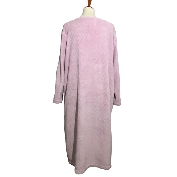 Oscar de la Renta Full Zip Plush Robe Diamond Quilted Lavender Size XL - Picture 3 of 9